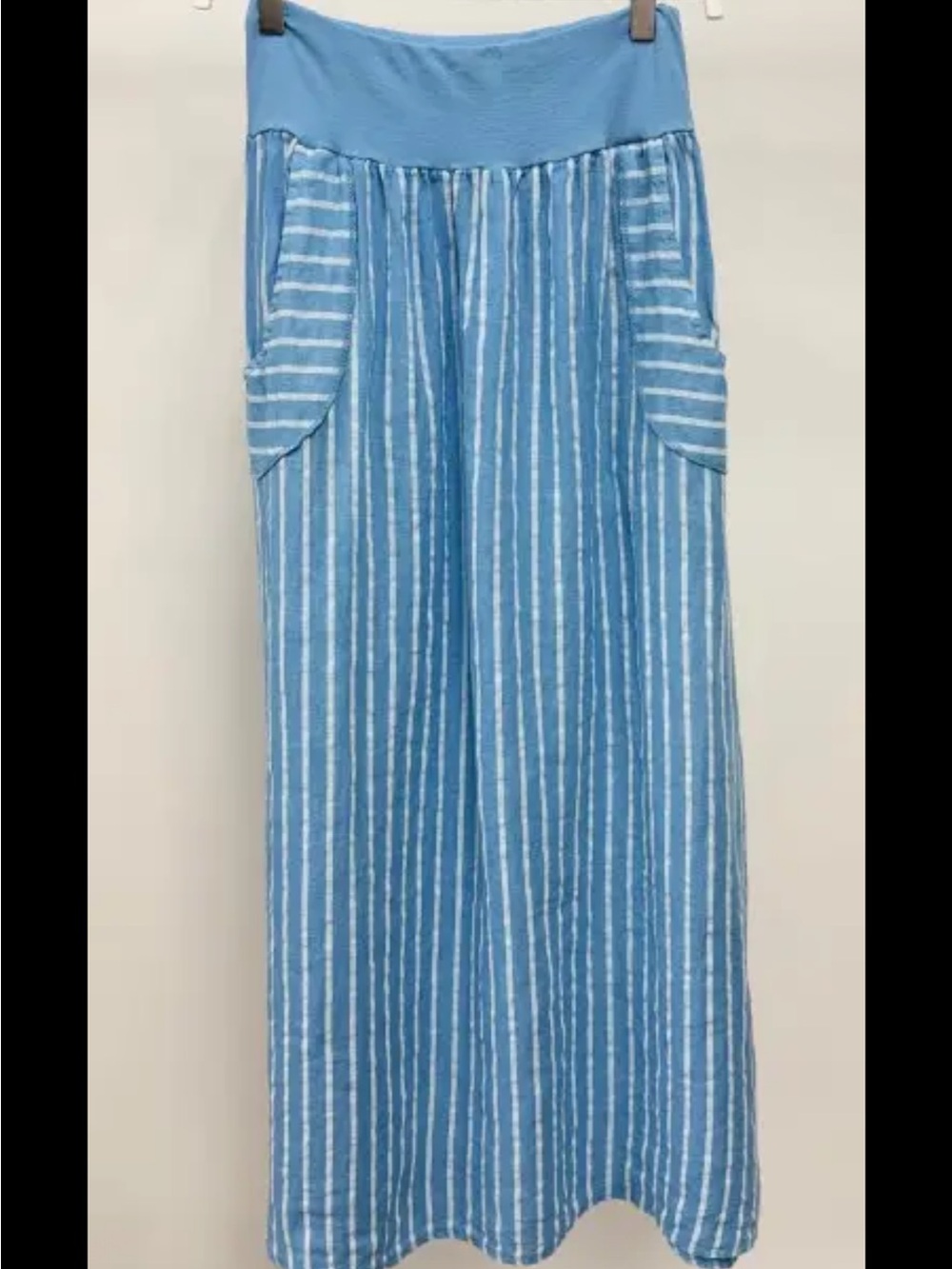 Striped Linen Maxi Skirt w/ Pockets.